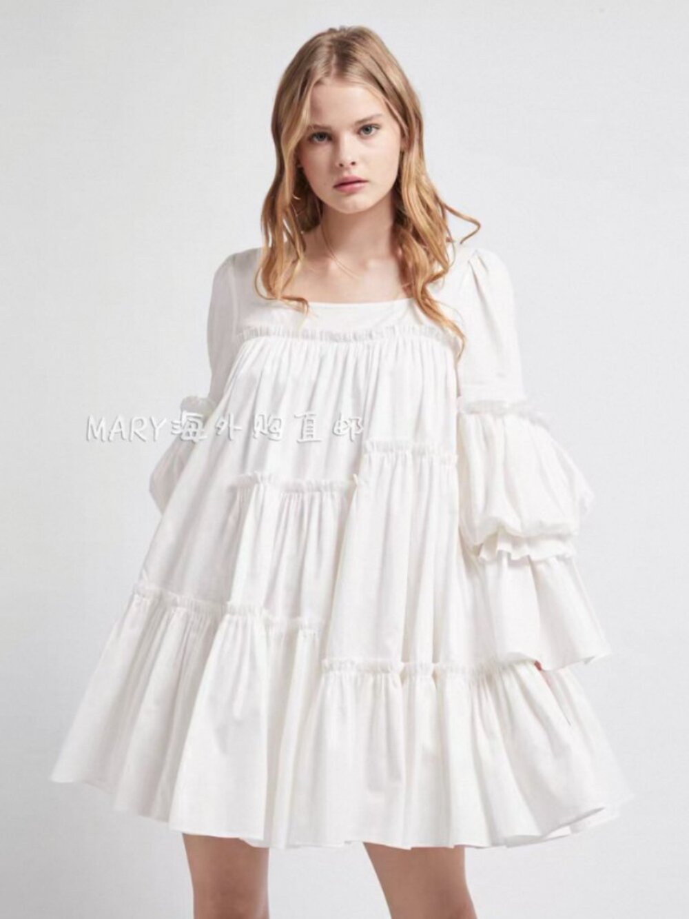 AJE l'espirit White Babydoll Puff Sleeve Mini Dress Woman S/M